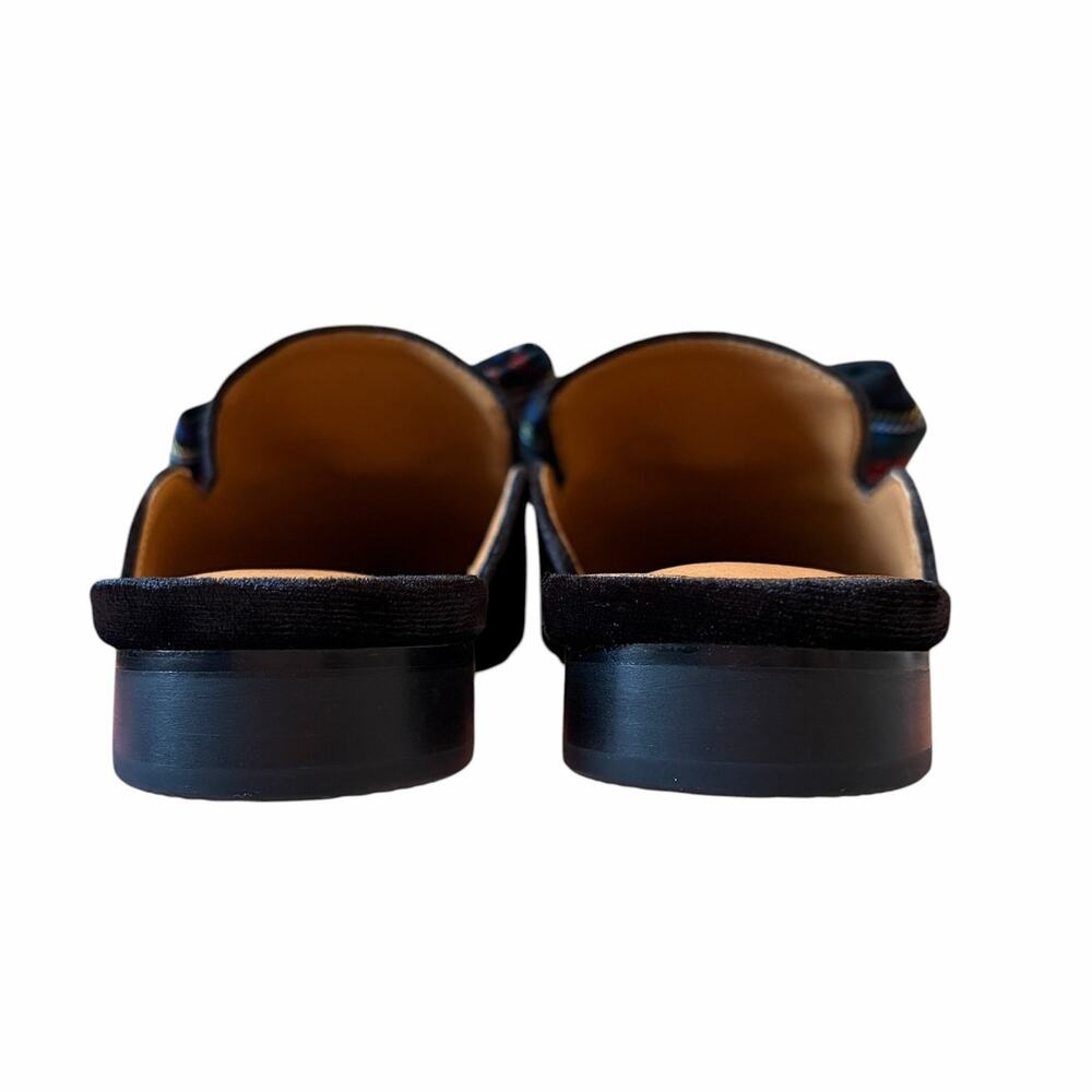 INTENTIONALLY BLANK Tartan Black Velvet Picadeli Plaid Bow Mules Size 6 New - Picture 9 of 16